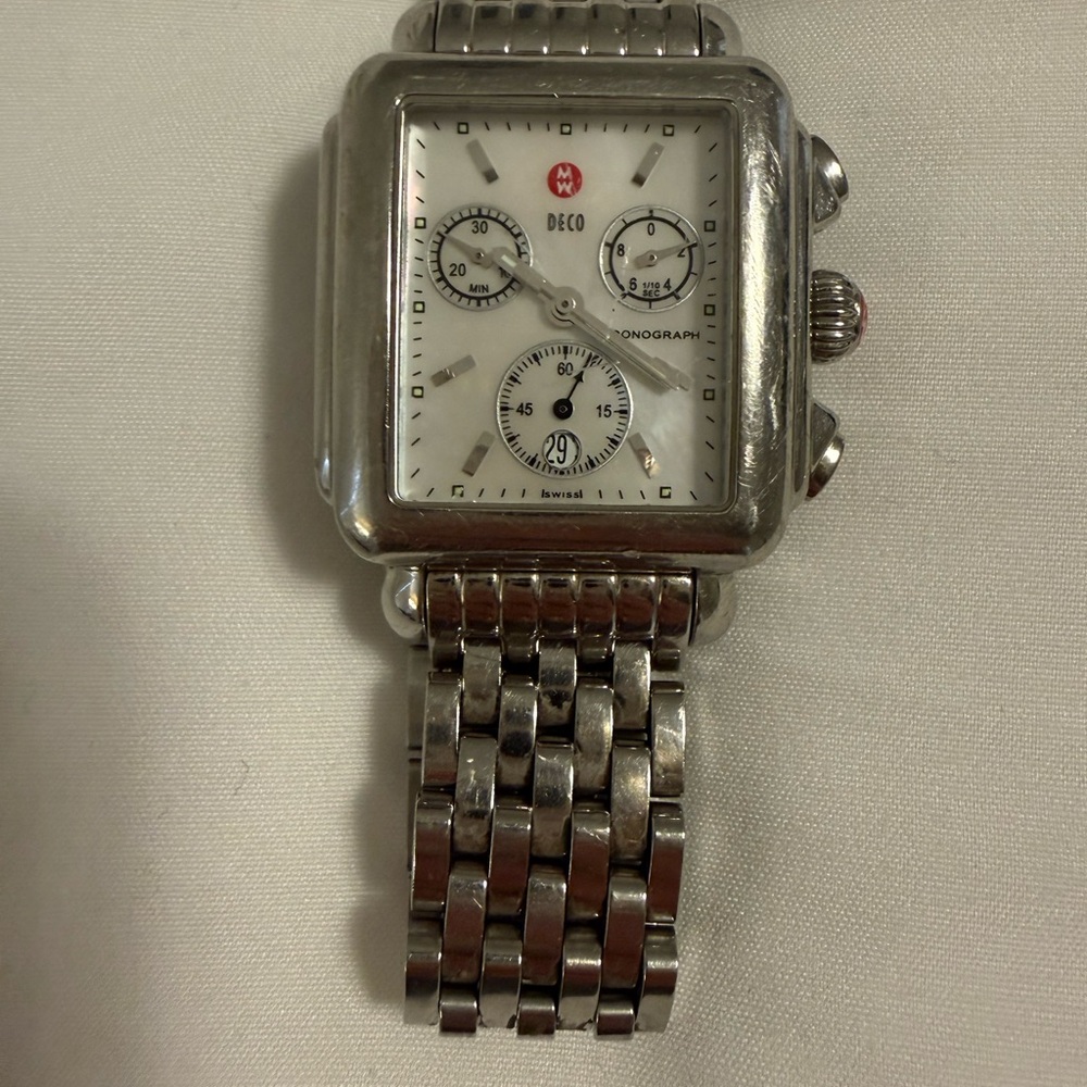 Michele Deco Women's Stainless Steel Silver Chronograph Watch